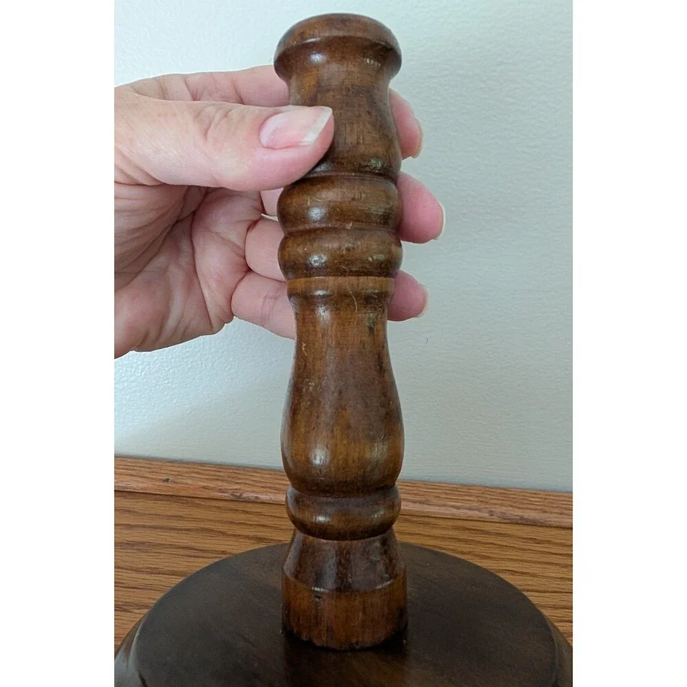 Vintage Pair of Wood Candlestick Holders Medium Brown Cottagecore Country